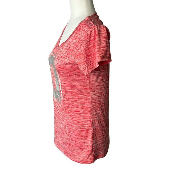 Ohio State OSU Varsity V Neck Women Red Marl Silver O Shirt Short Sleeve Medium - Picture 3 of 10